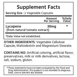 ML Naturals Licopeno Natural 30 Mg 120 Cápsulas Vegetales. Todo-Natural A Partir De Tomates. No Ogm. Suplemento Antioxidante.