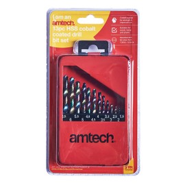 Amtech F1122 13 Piece Titanium coated high speed steel (HSS) drill bit set