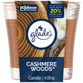 Glade Scented Candle Jar, Cashmere Woods, Air Freshener Infused with Essential Oils, 4.08 Oz