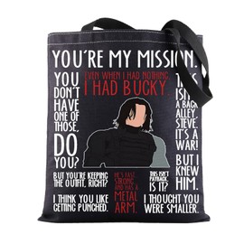 BWWKTOP Bucky Tote Bag Superheros Barnes Fans Gift Even When I Had Nothing White Wolf Shoulder Bag Bucky Merch, You're My Mssion Bl, One Size