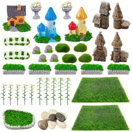 Woohome Pack of 45 Outdoor Garden Decoration Zen Garden Accessories Miniature Garden Decorations Suitable for Outdoor Garden Decoration Dollhouse DIY Decoration Fairy Garden