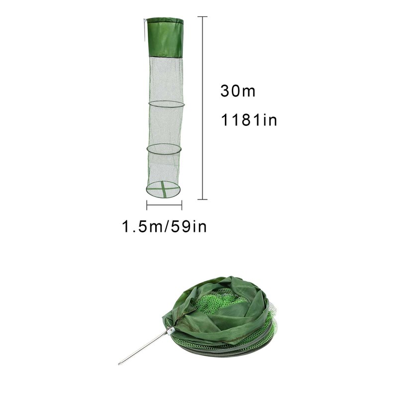 ZHYUAN Foldable Keepnet, Long Keepnet, Fishing Net Bag, Fishing Mesh,