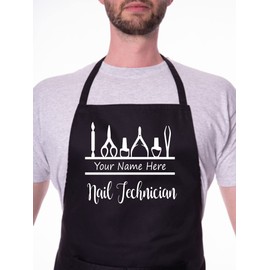 Print4U Personalise This Apron Nail Technician Add Name Or Company Name Here Blue
