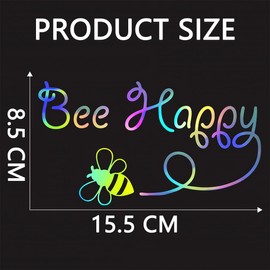 JNNJ 2 Pieces Bee Happy Bumblebee Fun Window Bumper Sticker, Car Bee Happy Waterproof Decal Small Stickers, Universal Car Stickers, Vehicle Body Lovely Funny Sticker, for Car Motorbike(Colorful)