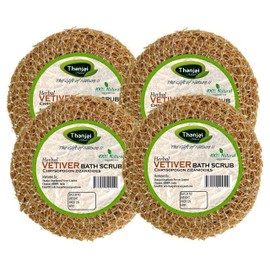 Thanjai Natural Herbal Vetiver Scrub (Chrysopogon zizanioides) 1st Quality Purely Natural - Pack of 4