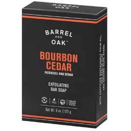 Barrel and Oak - Exfoliating Bar Soap, Men's Soap Bar, Natural Exfoliator, Vegan (Bourbon Cedar, 6 oz)