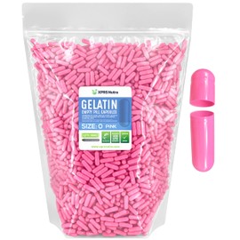 XPRS Nutra XPRS Nutra Size 0 Empty Capsules - 5000 Count Empty Gelatin Capsules - Empty Pill Capsules - DIY Capsule Filling - Pure Bovine Pill Capsules Empty Gel Caps (Pink)