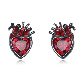 JERWLI Anatomical Heart Earrings 925 Sterling Silver Gothic Stud Earrings Heart Shape Alternative Gothic Jewelry Gift for Women35