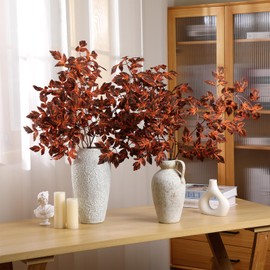 6 Pcs Artificial Plum Cimicifuga Leaf Sprays, Realistic Cimicifuga Ramosa Leaf Branch Faux Autumn Stem Plants for Vase, Thanksgiving Floral Arrangements, Home Kitchen Centerpieces Decor (32 Inch)