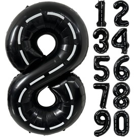 40 Inch Race Car Black Number Balloons Race Car Birthday Party Balloons Large Black Number 8 Balloons Boys 8th Birthday Party Race Car Theme Party Decorations Supplies（Digital 8）