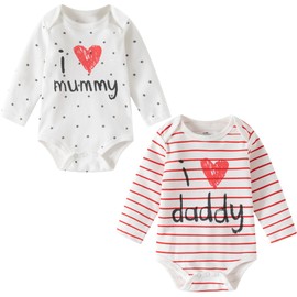 Lullaby Layers 2-PACK Long Sleeve Baby Bodysuit for Boys and Girls (White, Newborn)