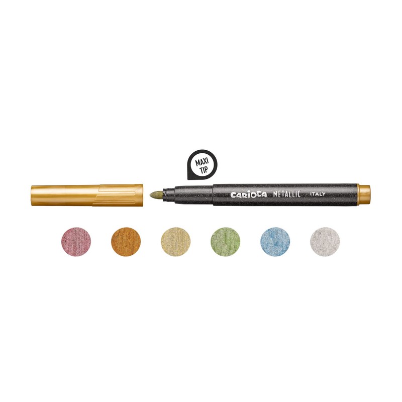 Carioca Metallic Marker Tip Maxi, 6 Metallic Finish Felt Tip
