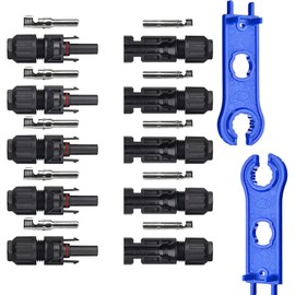 TRAMILY 10PCS Solar Panel Connectors IP67 Waterproof Solar Cable Connectors 1000V 30A Male/Female Plug with 2PCS Spanners (5 Pairs)