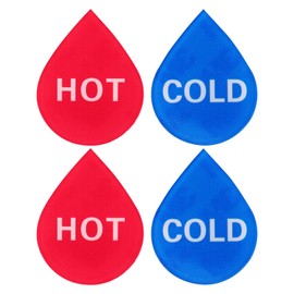 YOKIVE Set of 4 Hot Water Temperature Display Stickers Sink for Kitchen Acrylic Labels (Blue, Red, White, 1.7 x 1.4 inches (4.4 x 3.6 cm)