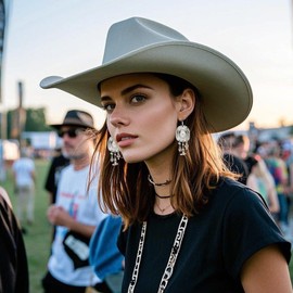 Cowgirl Earrings for Women - Western Cowboy Hat Dangle Earrings with Cactus & Boot Charms, Silver Western Jewelry for Country Concert Outfits