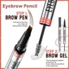 Eyebrow Pencil And Eyebrow Gel Clear, 2 In 1 Microblading