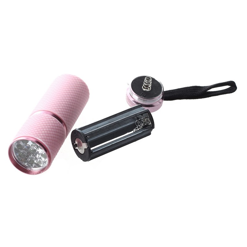 2X Outdoor Mini Pink Rubber Coated 9-LED Flashlight Torch