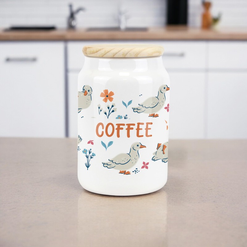 Purely Home Ducks & Flowers Ceramic Tea Storage Canister -