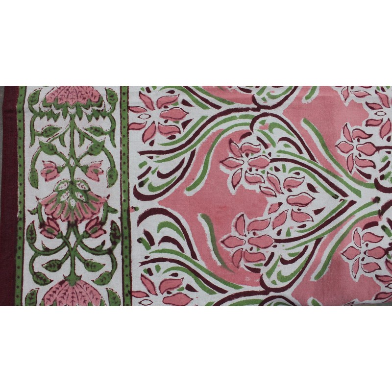 Mango Gifts Indian Hand Block Print 100% Cotton Floral Pink