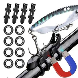 Hook Keeper for Fishing Rod, Magnetic Fishing Rod Hook Keeper ,Quick Installation,Fishing Hook Holder Suitable for a Variety of Fishing Rods （4 Pcs）