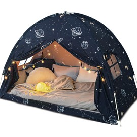 Bed Tent Twin, Space Play Canopy for Kids Boys, Bunk Canopy Tent for Toddler Bed, Galaxy Dome Playhouse Portable Sleeping Tents Indoor