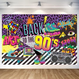 YQWIN 90s Backdrop 90s Party Decorations Back to The 90s Backdrop 90s Birthday Backdrop 90s Banner Hip Hop 90's Banner 90s Background Retro Radio Background for 80s 90s Birthday Party Decorations