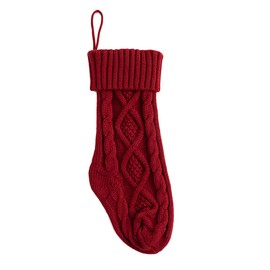 Spencer 18 Inches Knit Christmas Stocking Large Size Knitted Xmas Stocking Gifts Cable Knitted Stockings Fireplace Hanging Stockings for Family Holiday Xmas Party Decorations (Burgundy)