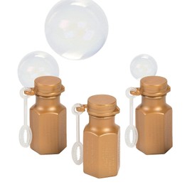 Fun Express - Metallic Gold Hexagon Bubble Bottles 0.3 - Toys - Bubbles - Bubble Bottles - 48 Pieces
