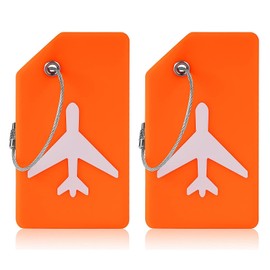 Suitcase Tags 2 Pack, Travel Tags for Luggage, Suitcase Identifier, Luggage Stickers for Suitcases, Luggage Tags,for Checked Luggage, Hand Luggage and Handbags(Orange)
