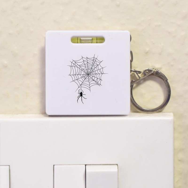 'Creepy Spiderweb' Keyring Tape Measure/Spirit Level Tool (KM00041749)