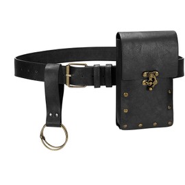 SANSTHS Renaissance Pouch - Medieval Festival or Pirate/Viking Belt Bag - Black