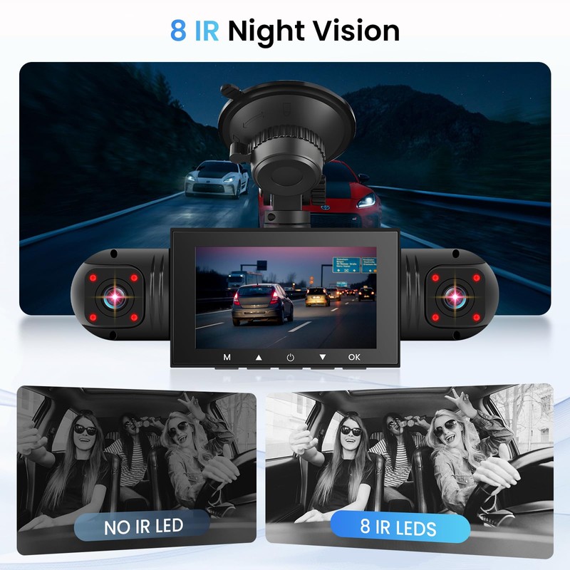 Hodozzy 360° Car Dash Cam, 4 Cameras Front Rear, 1080P,