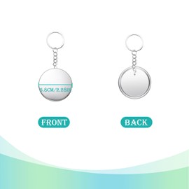50 Sets Button Maker Keychains Kit, 2.28 Inch (58 mm) Silver Pin Making Supplies for Button Maker Machine, Including Metal Shell Back Cover, Transparent Film and Button Keychains
