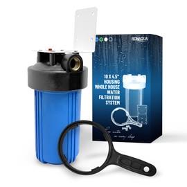 High Capacity 10 x 4.5” Whole House Filter Purifier System for Well or City Water, Presser Relief Button, 1” NPT Brass Port, Double O-Ring, Meets NSF Standards & Regulations (Blue, 1 Set)