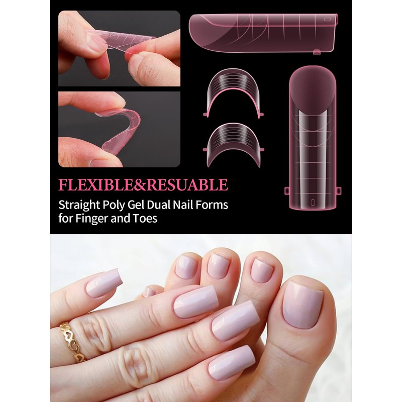EBANKU 120PCS Polygel Tips Nagelformen, Rosa Wiederverwendbar Dual Tips Nägel