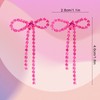 Heclia Pink Rhinestone Bow Earrings for Women, Dangling Bowknot Earrings,