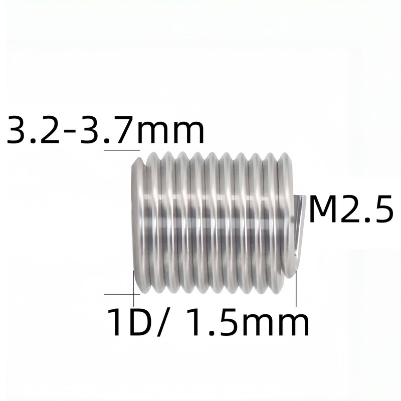 M2.5 x 0.45mm x 1D Helicoil Wire Inner Thread Inserts,