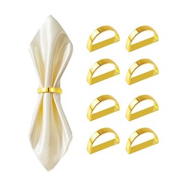 TPZORJX Pack of 8 Napkin Rings - Metal Napkin Buckles, Napkin Ring Set for Wedding Party, Christmas, Anniversary, Birthday, Thanksgiving, Dining Table Decoration (Gold)