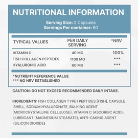 Omnia Marine Collagen Capsules 1200mg, Premium Skin, Hair & Nail Health Support for Women & Men, Enriched with Type I Collagen, Hyaluronic Acid & Vitamin C, High-Potency Formula, UK Made -120 Capsules