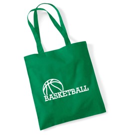 Huuraa Jute Bag Basketball Ball Bag Cotton 10 Litres Size with Motif for All Basketball Fans Gift Idea for Friends and Family, Green (Kelly green)