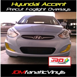 JDMFV 11-12 Accent Fog light Overlays Yellow Rally JDM EDM Tint Vinyl Film Precut HID