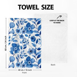 Pintukee Blue Flower Kitchen Dish Towels Set of 2, Watercolor Floral Tea Towels for Kitchen Baking Cooking Spring Summer Holiday Home Decor 16"x24", Soft Absorbent Modern Hand Drying Cloth