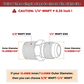 Kozelo Pack of 1, 3/8" Male Flare to 1/4" Male NPT Solid Brass Hex Nipple Hose Connectors, Male Pipe Adapter for Pipe Leak Repair, Bathroom Remodeling, Tool Extensions, Compression