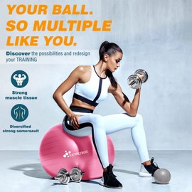 NEWKIBOU Pelota de Ejercicio,Pelota de Pilates 55/65/75cm-Fitball Anti-Burst,para el Embarazo, Pilates,Yoga,para Ejercicios Abdominales y Ejercicios básicos,Incluida La Bomba de Aire (Rosa, 55CM)
