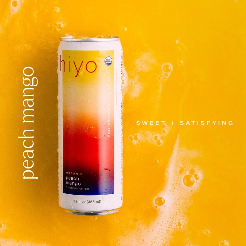 Hiyo Organic Social Tonic - Peach Mango, 12 Pack -