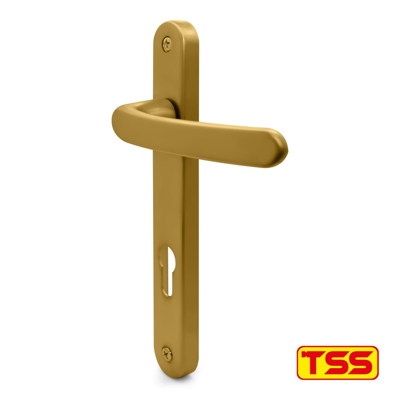 TSS Gold UPVC Door Handle Pair Set, Sprung, 92mm PZ