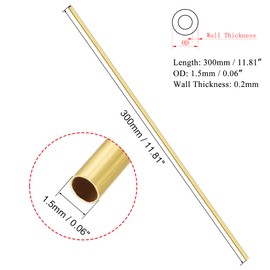 Ofowin 4 Pieces, Brass Round Tube 0.2mm Wall Thickness 1.5mm OD, 1.5mm x 0.2mm, Seamless Straight Pipe Tube, Modeler, Crafts, Industrial, Automotive, Marine, Aerospace Industry
