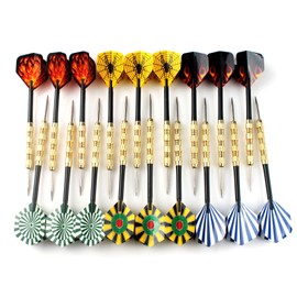 18 Pcs Iron Tip Darts 6 Types Professional Metal Darts Copper Plating Darts Metal Tip Set for Dartboard 14g 15.2cm