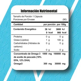 Omega 3 Meta Nutrition Omega+ Contenido 90 Softgels Sabor capsulas suave