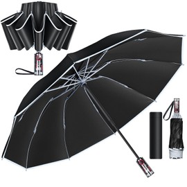 Moon River Folding Umbrella, Reverse Folding Umbrella, Big Size, One-touch Automatic Open/Close, 10 Ribs, Reverse Back, Men's Umbrella, Light Blocking, Heat Shield, UV Protection, Windproof, Super